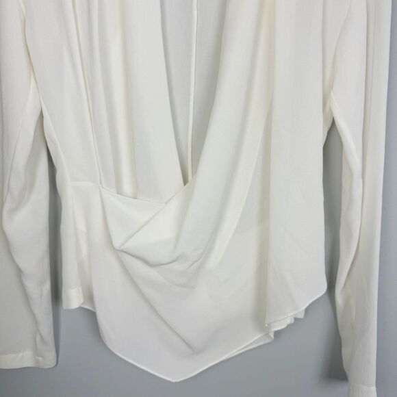 BRUNELLO CUCINELLI | NEW Waterfall Cream Wrap Silk Blouse Women’s Size Large - Picture 6 of 13